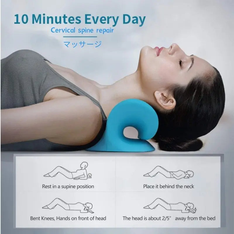 Neck Shoulder Stretcher Relaxer Cervical Chiropractic Traction Device Massage Pillow for Cervical Spine Alignment Massage Tools