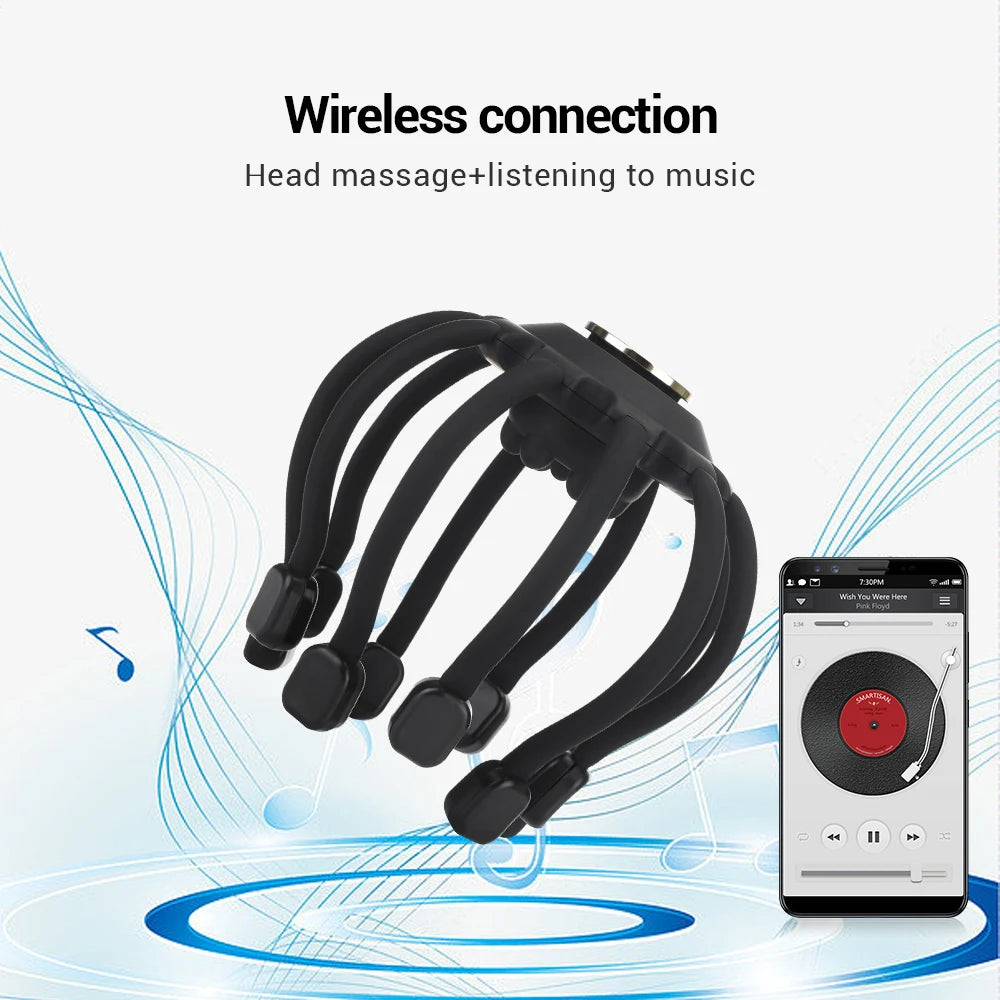 Revitalize Your Mind with the Bluetooth Electric Head Massager - Octopus Scalp Vibration for Ultimate Relaxation and Stress Relief!